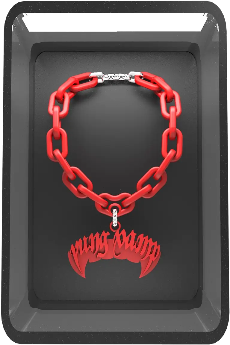 Black 3D box containing the Yung Vamp chain