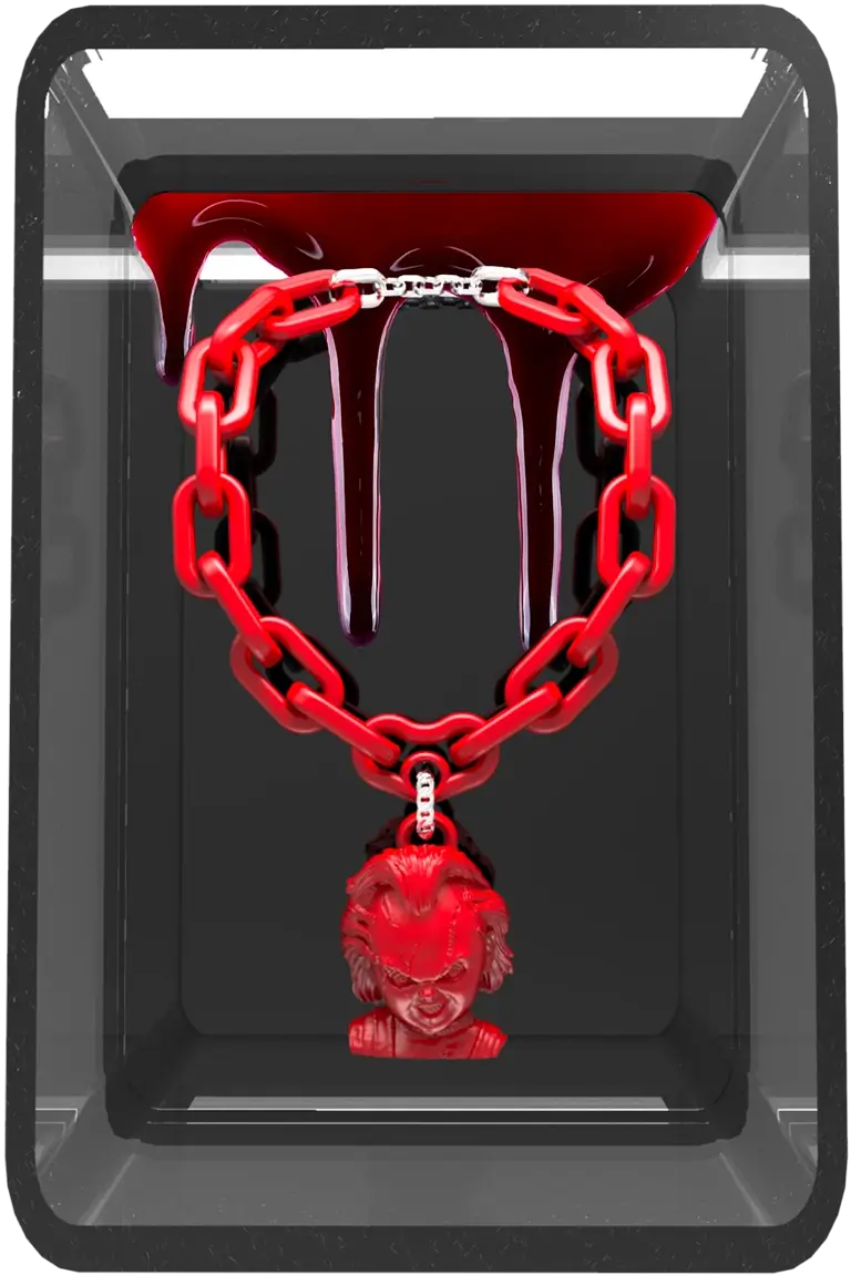 Dark and bloody 3D box containing the red Bloody Game chain